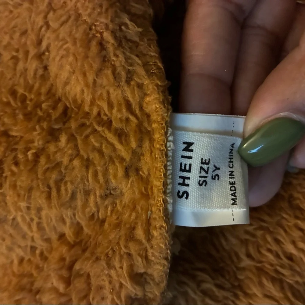 SHEIN Warm Brown Kids Jacket with Hood
